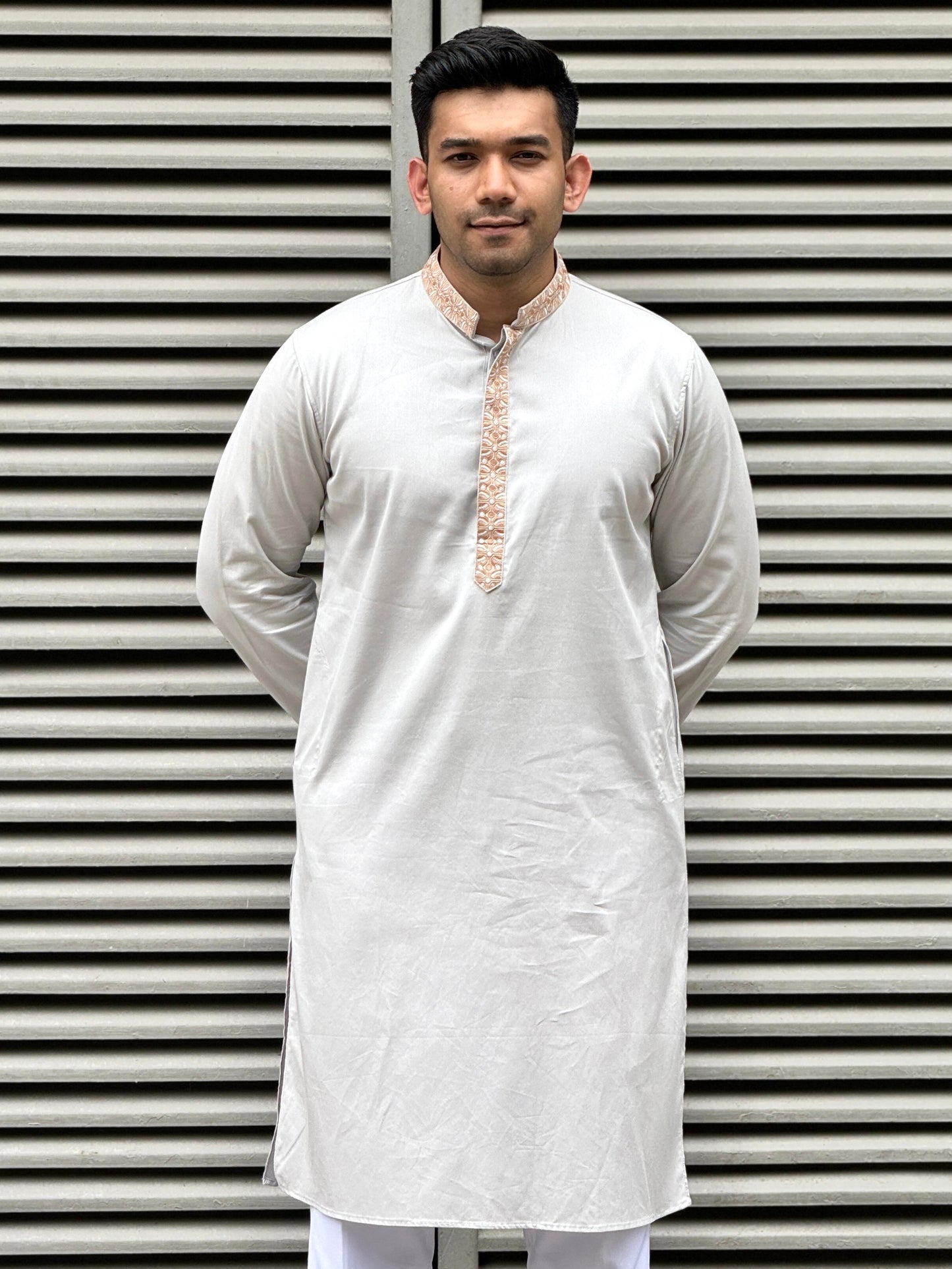 Concrete Gray Plate embroidery premium Panjabi