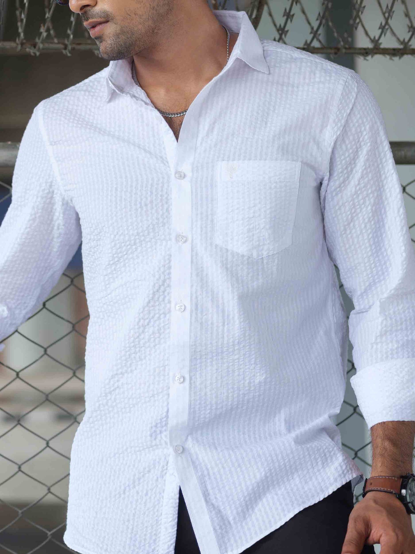 White stripe viscos full sleeve shirt