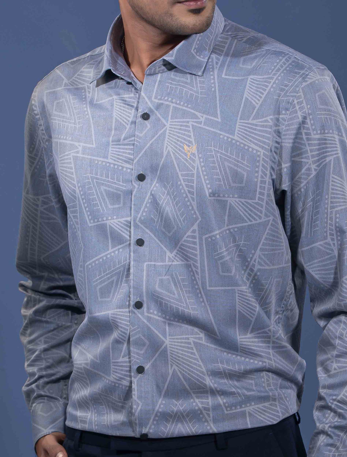 Gray abstract printed premium full sleeve