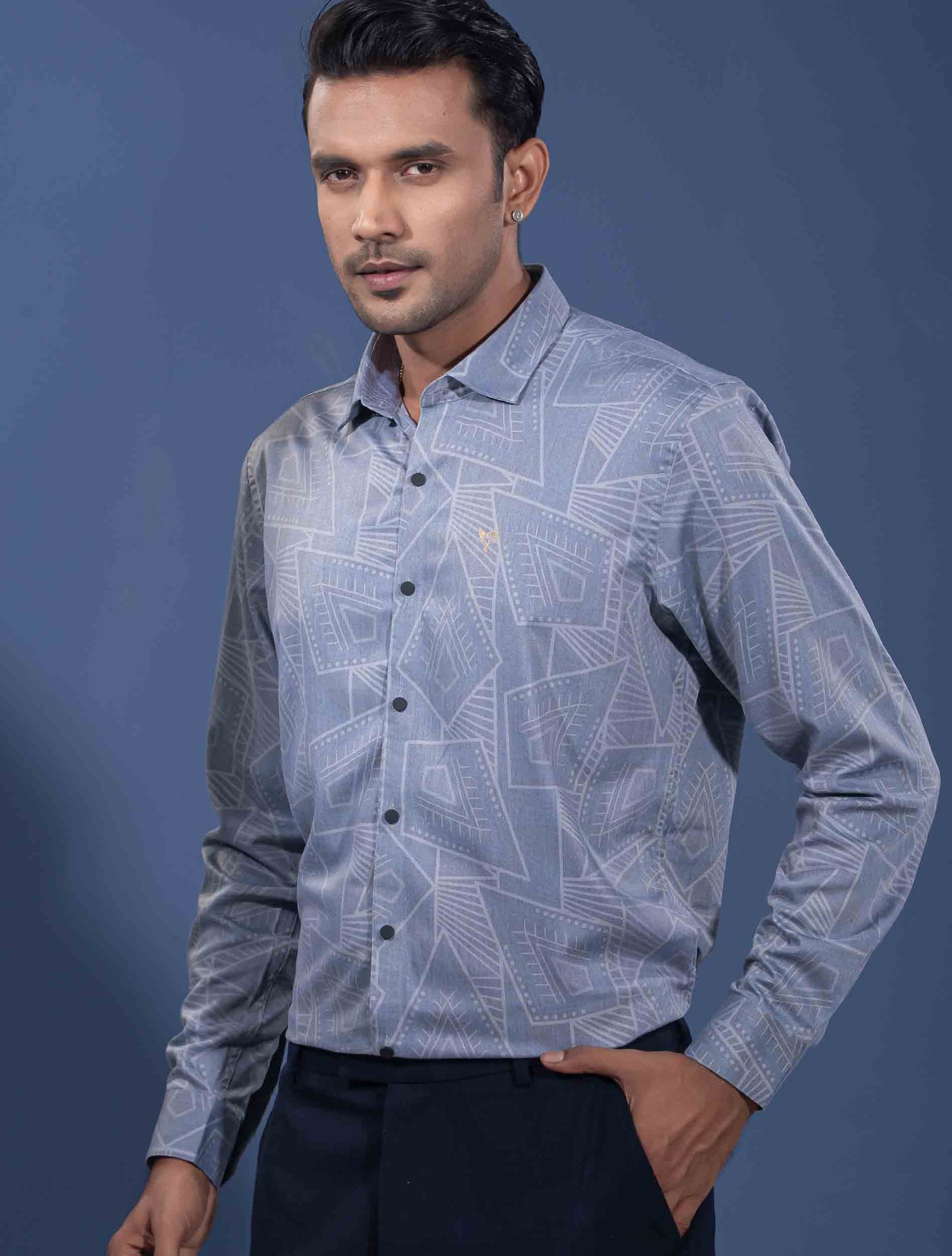 Gray abstract printed premium full sleeve