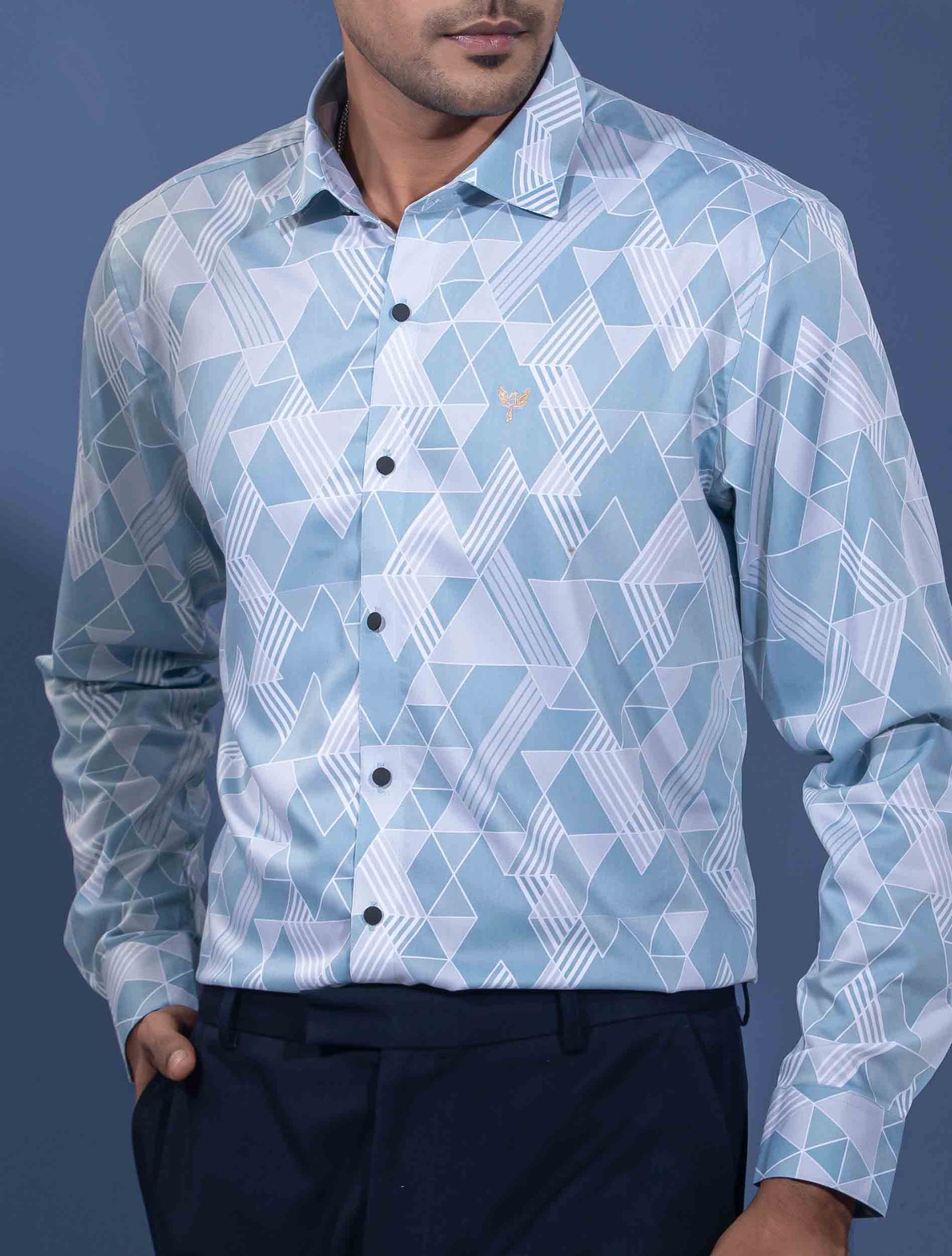 Sky white Border abstract Printed premium Full sleeve