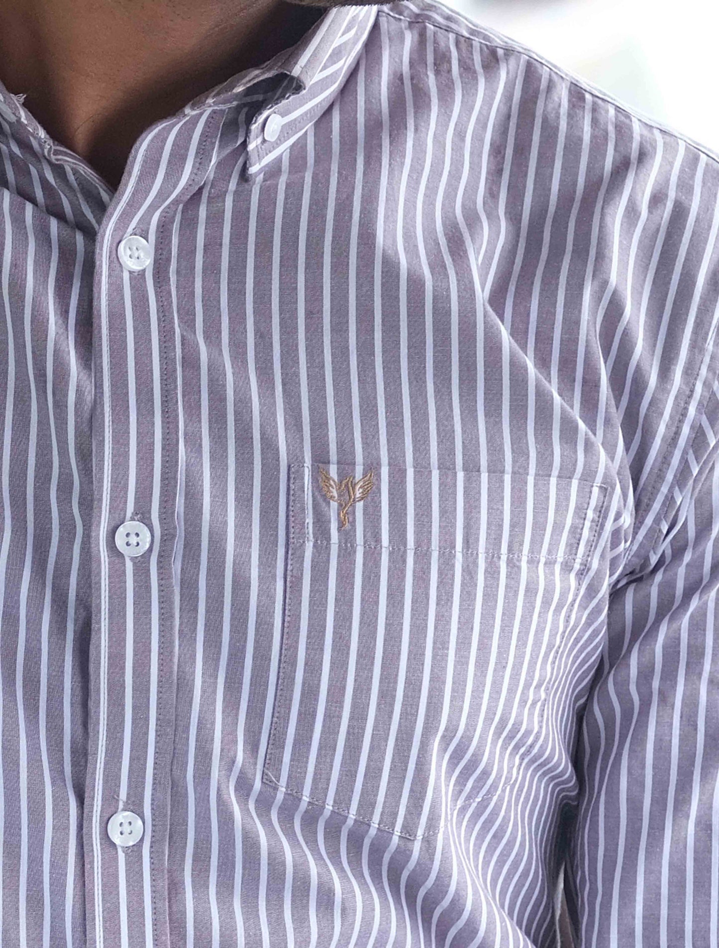 Ash white stripped cotton formal shirt