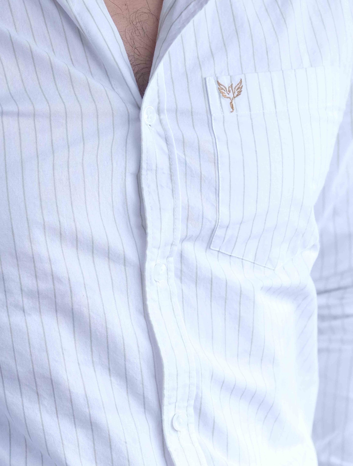 White neon stripped cotton formal shirt