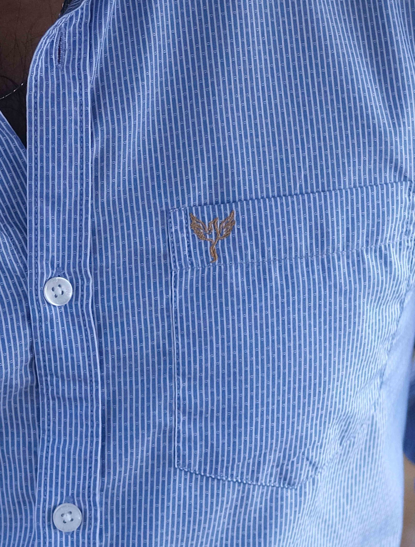 Blue white dot stripped cotton formal shirt