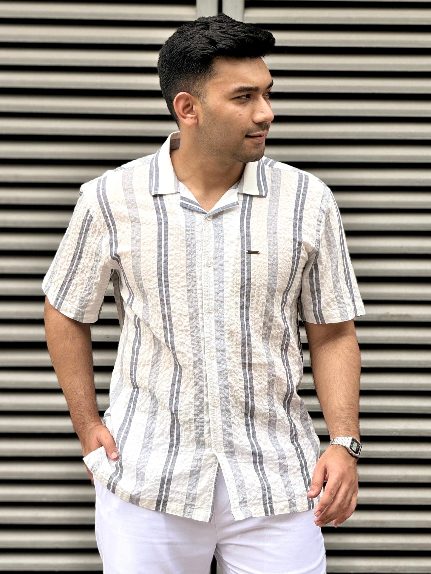 White Ash stripe Viscos printed premium havana