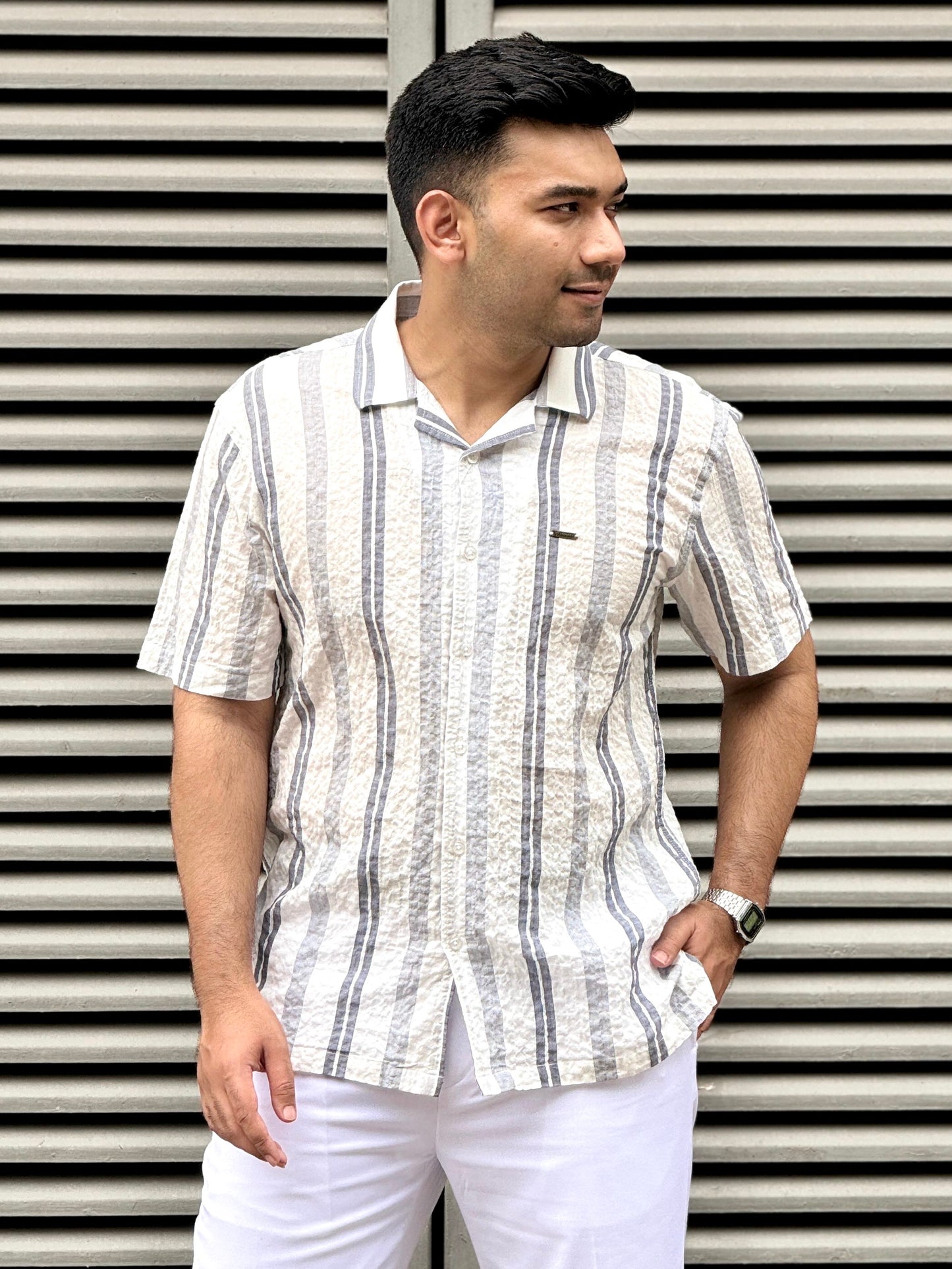 White Ash stripe Viscos printed premium havana