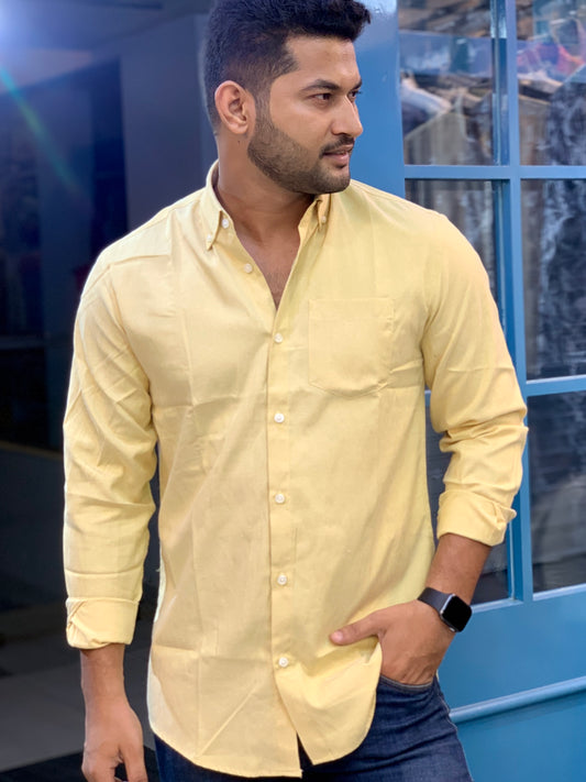 Yellow color oxford fabric shirt