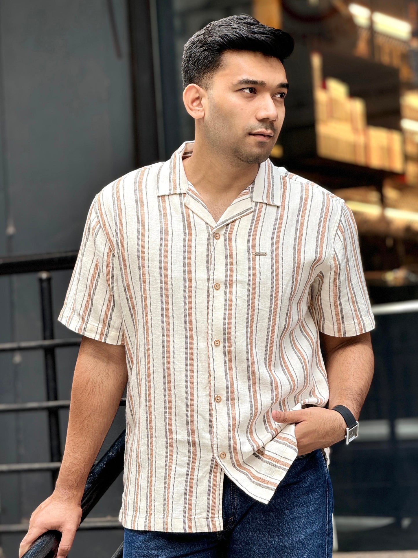Cream Orange Stripe Remi cotton Havana