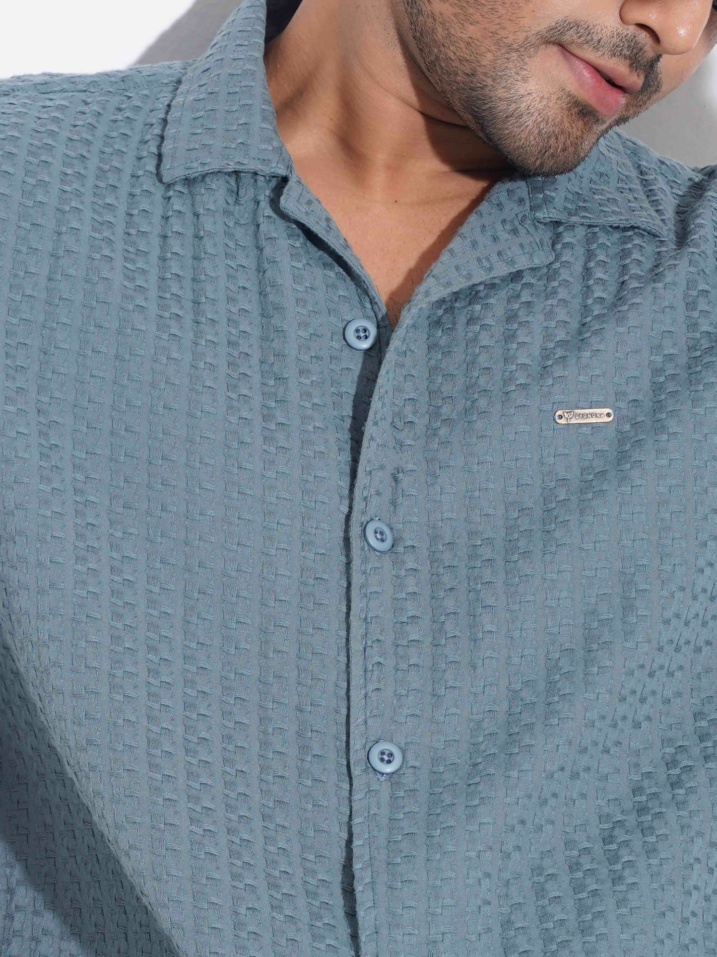 Teal blue texture Havana shirt