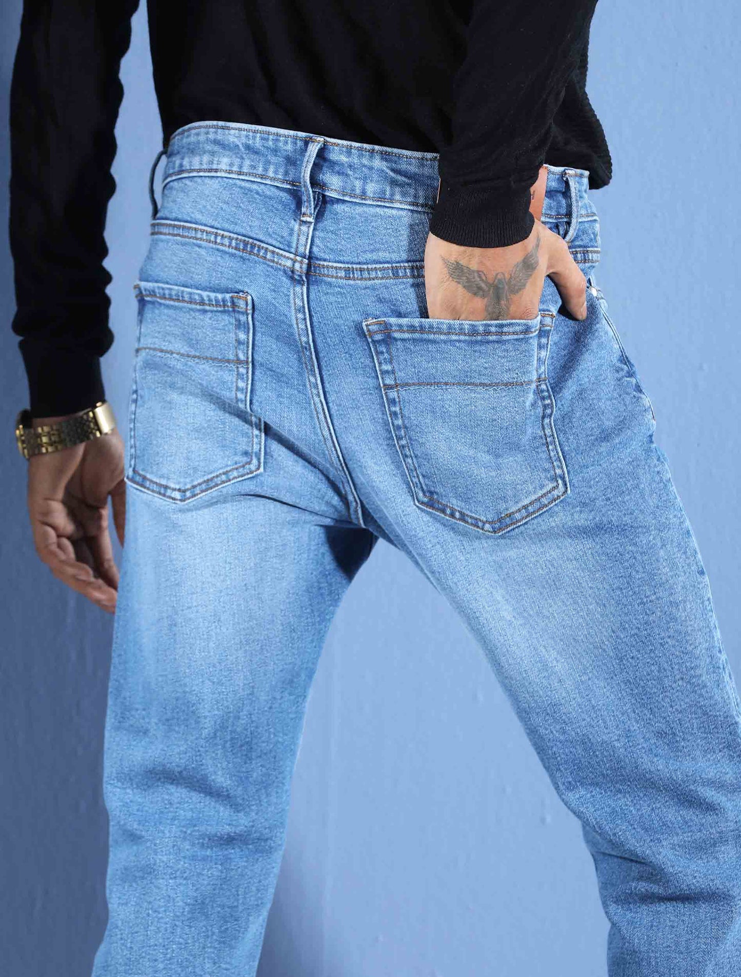 Slim fit wash denim