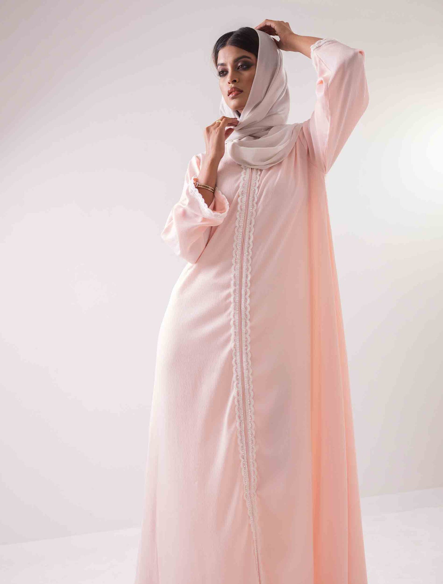 Pink color long sleeve female dress