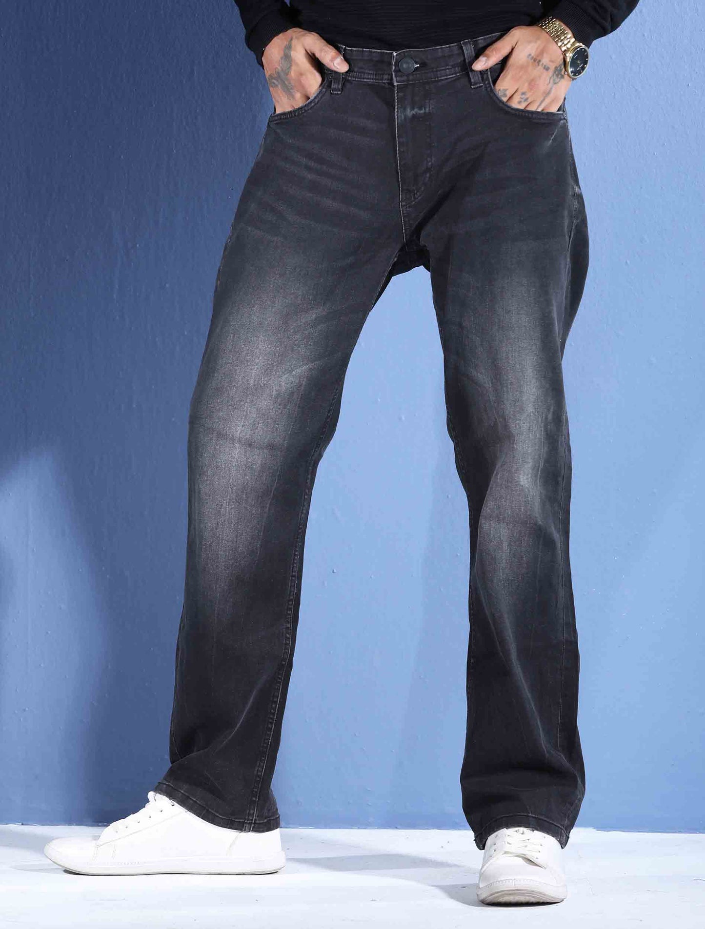 Dark ash wash denim straight