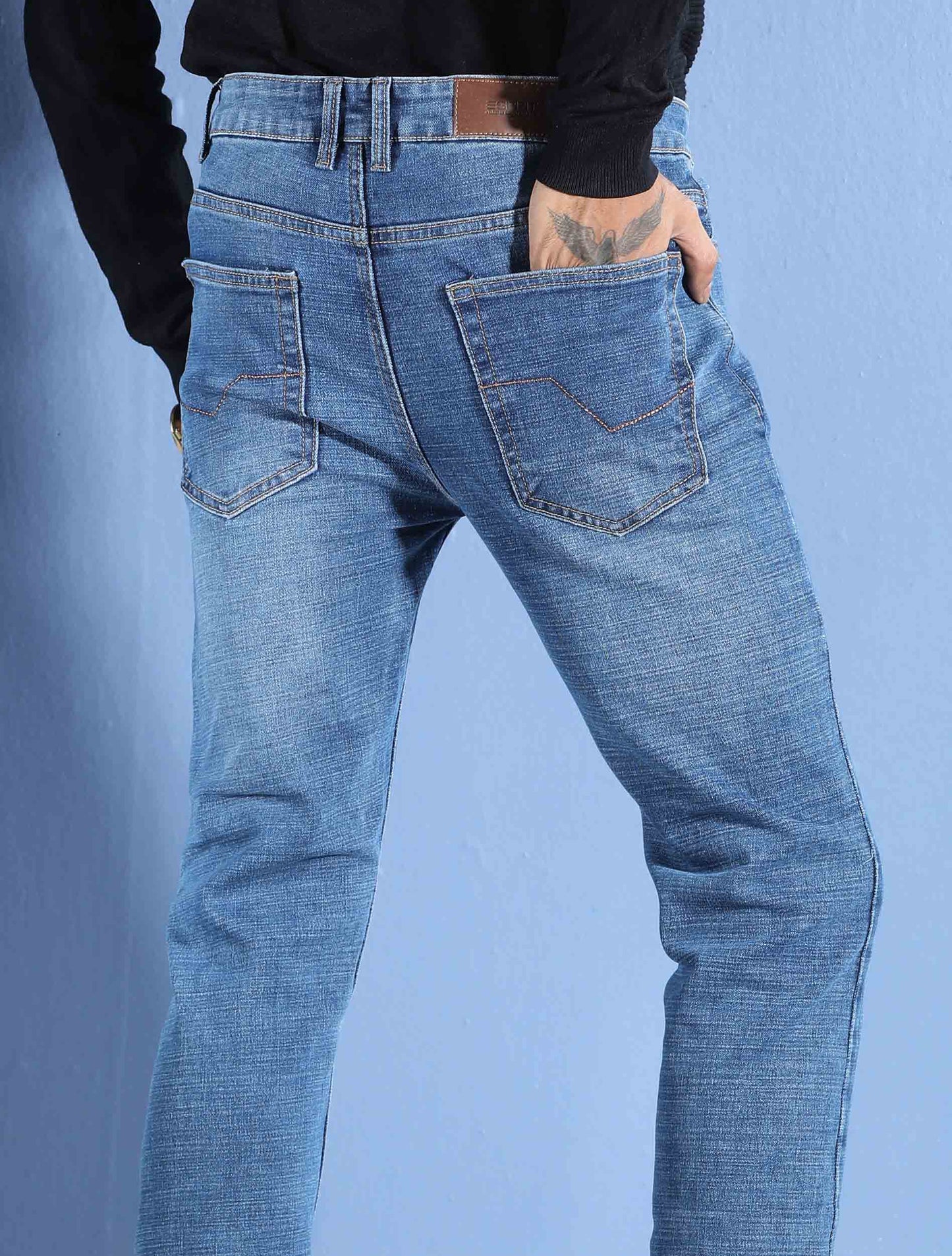 Natural color stretch denim