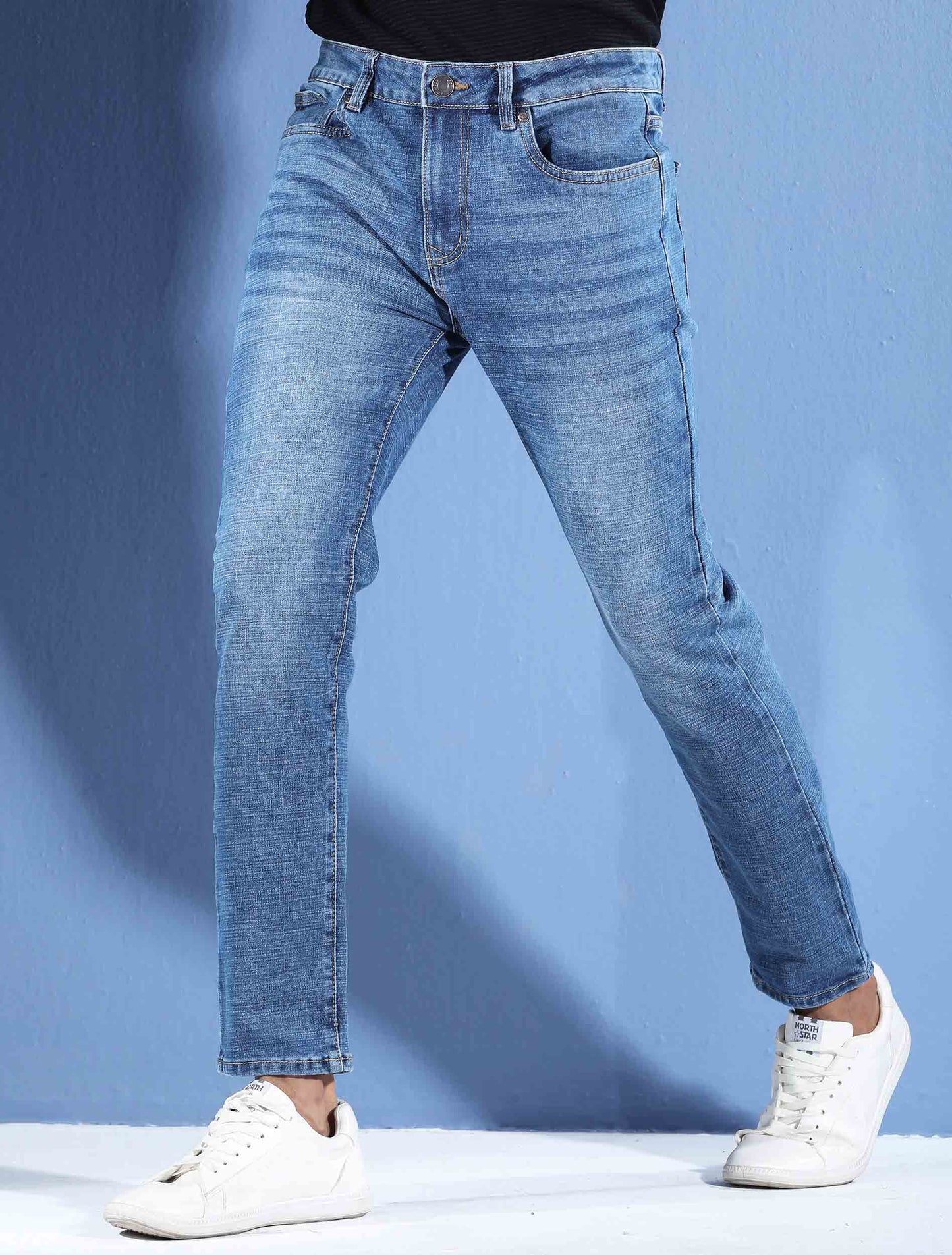 Natural color stretch denim