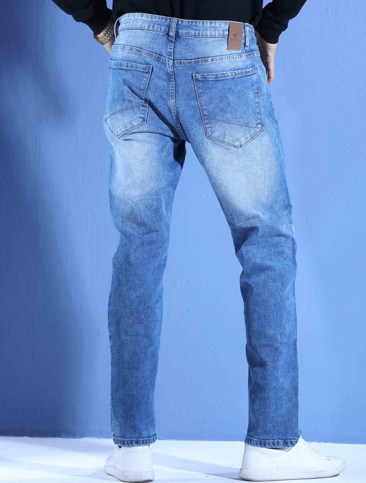 Sky white straight denim