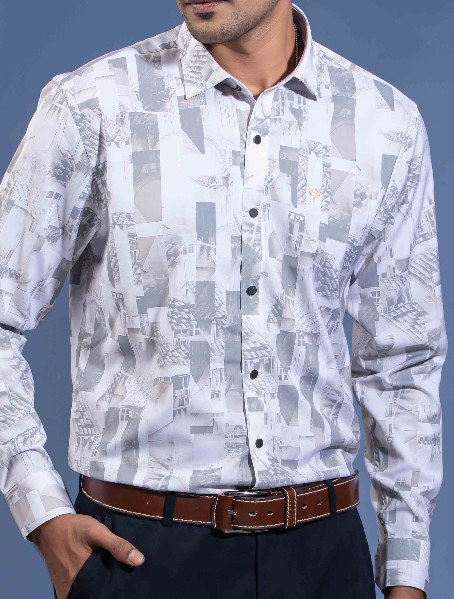 White Olive city printed premium full sleeve