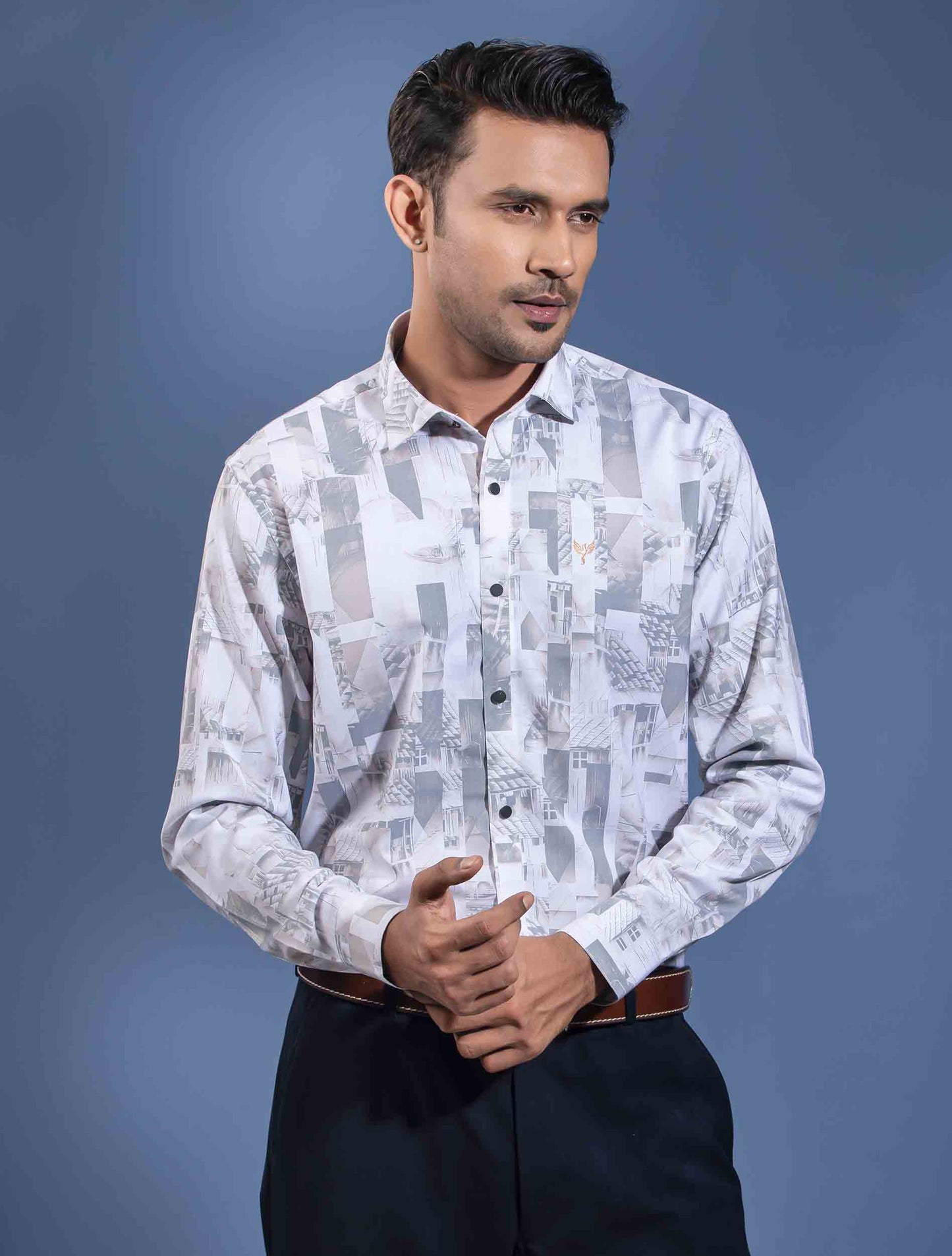 White Olive city printed premium full sleeve
