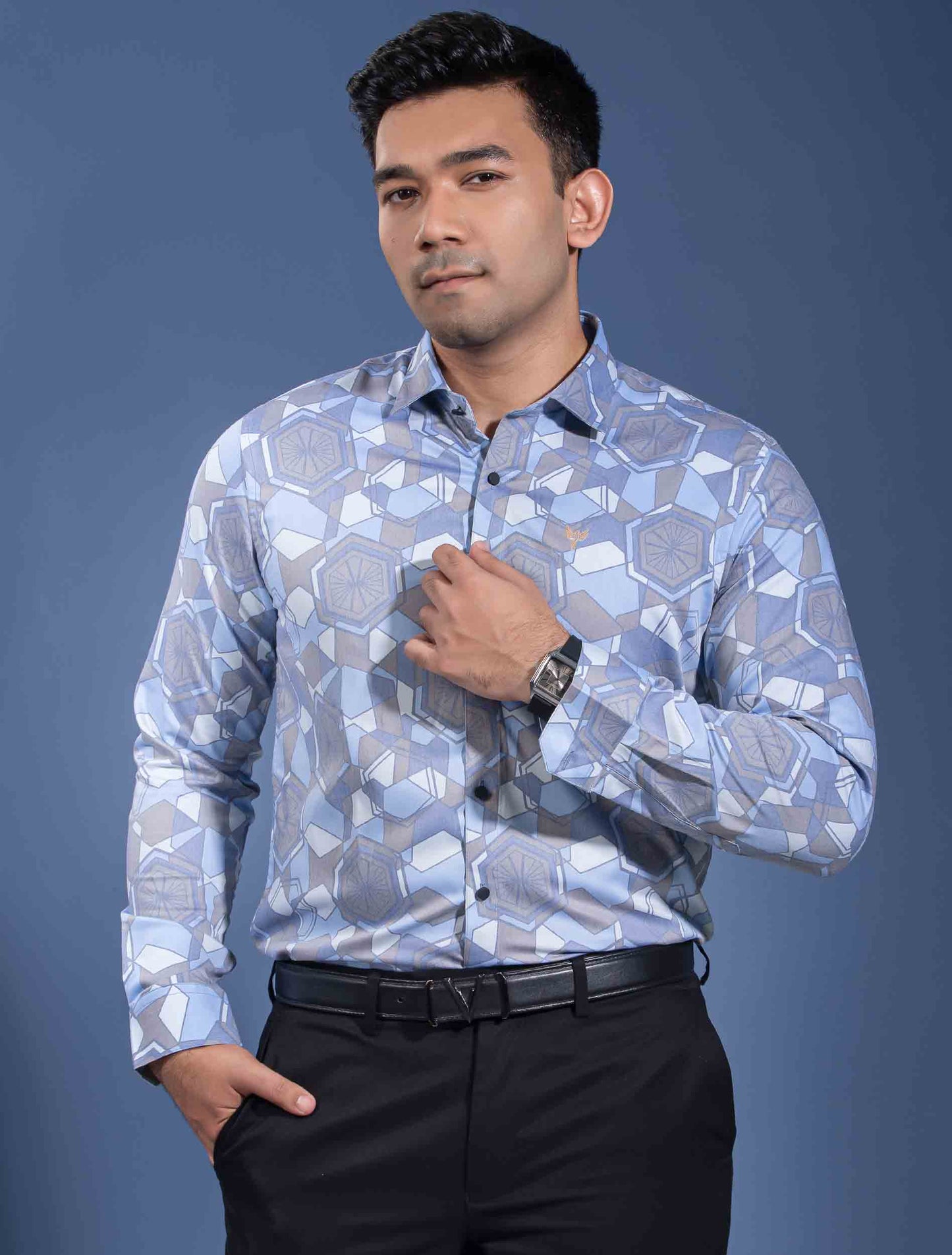 Sky brown hexagonal printed premium full sleeve