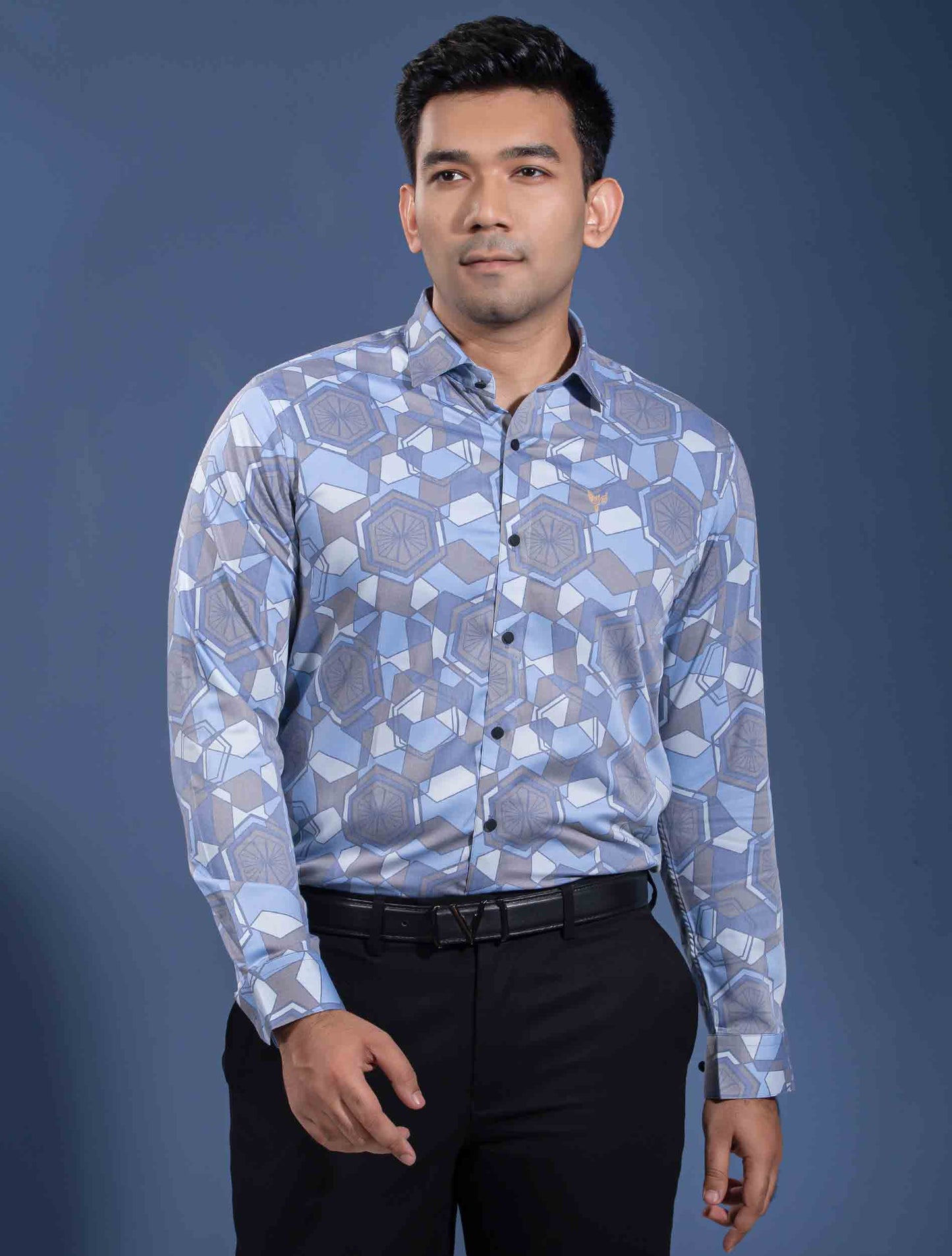 Sky brown hexagonal printed premium full sleeve