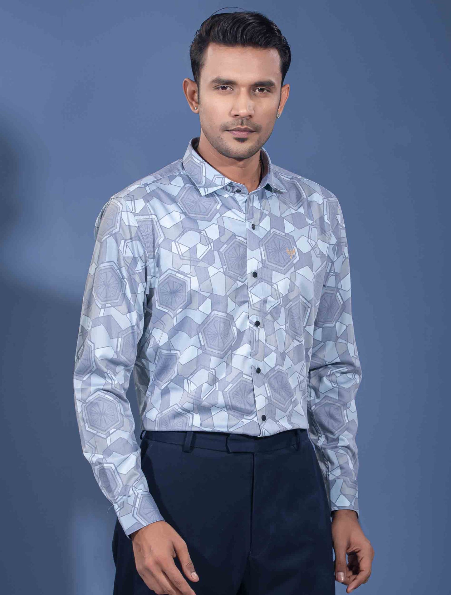 Sky cream hexagonal printed premium full sleeve