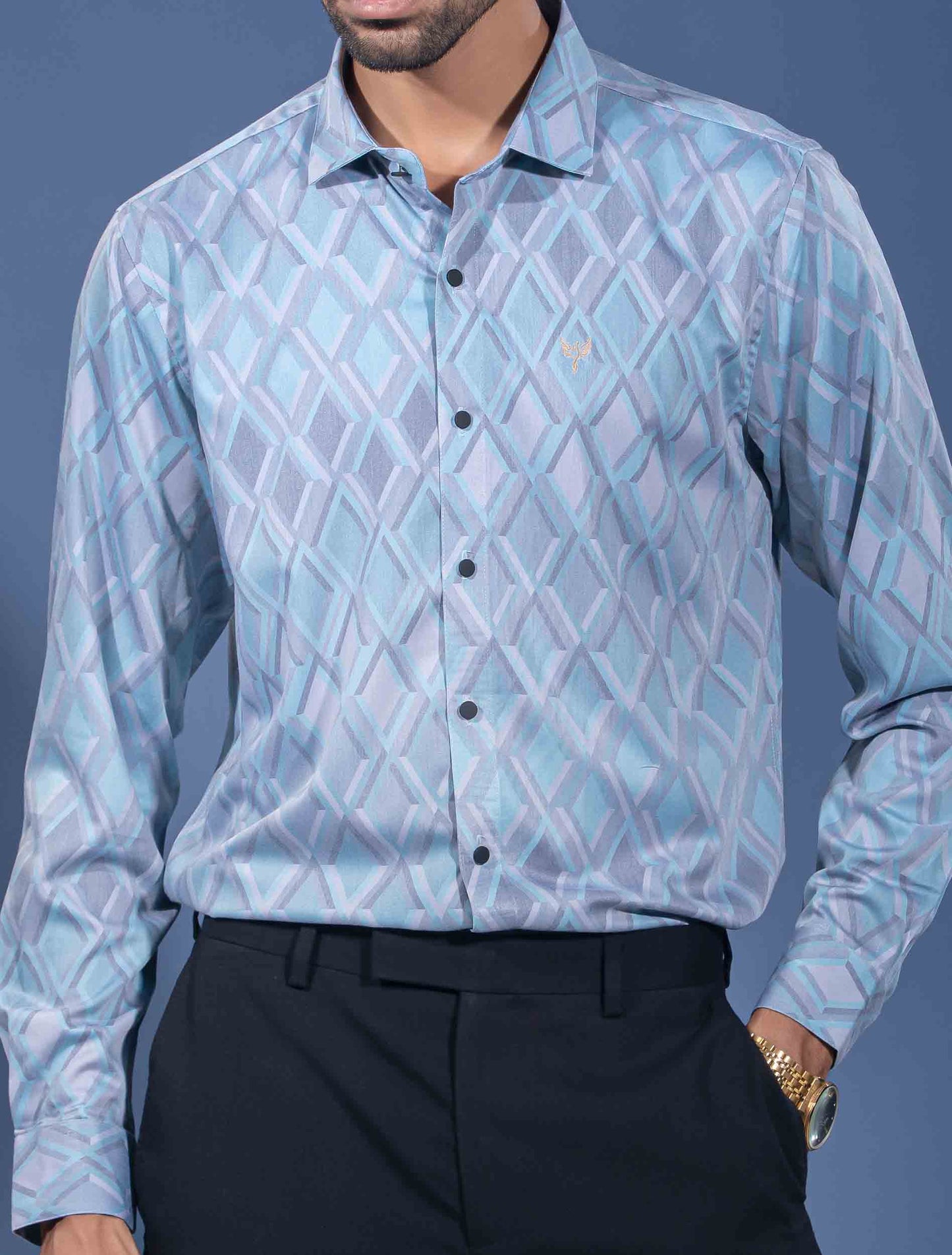 Ash sky diamond printed premium full sleeve