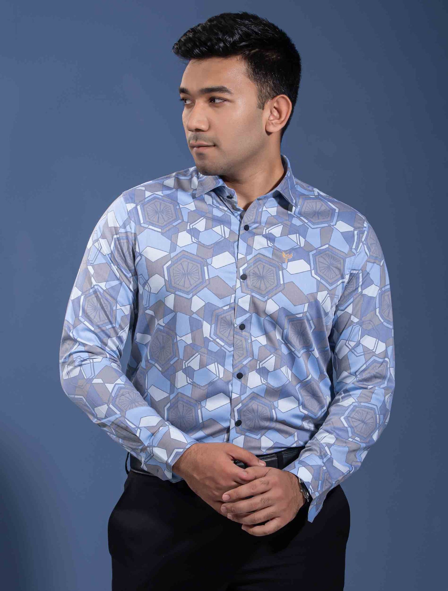 Sky brown hexagonal printed premium full sleeve