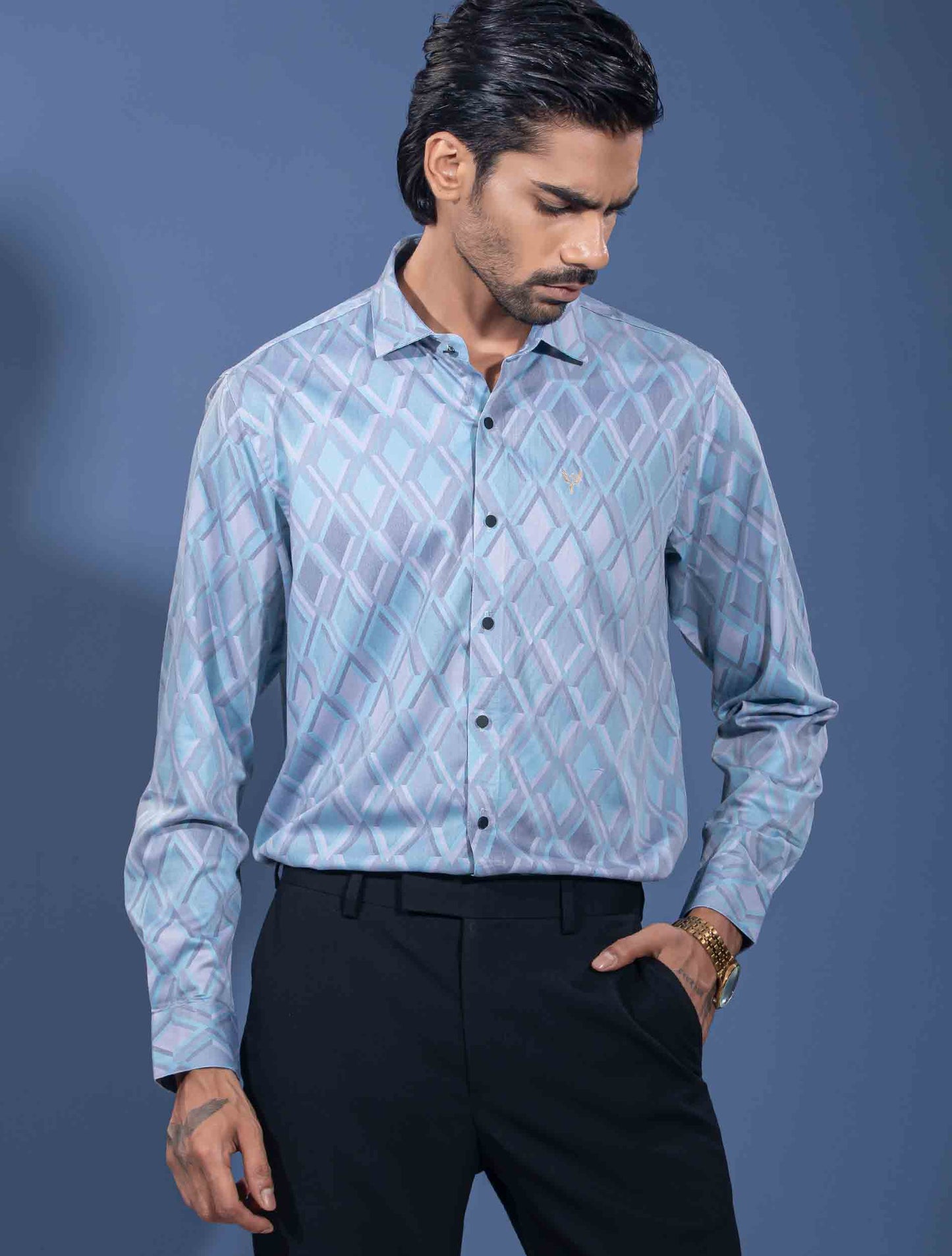 Ash sky diamond printed premium full sleeve