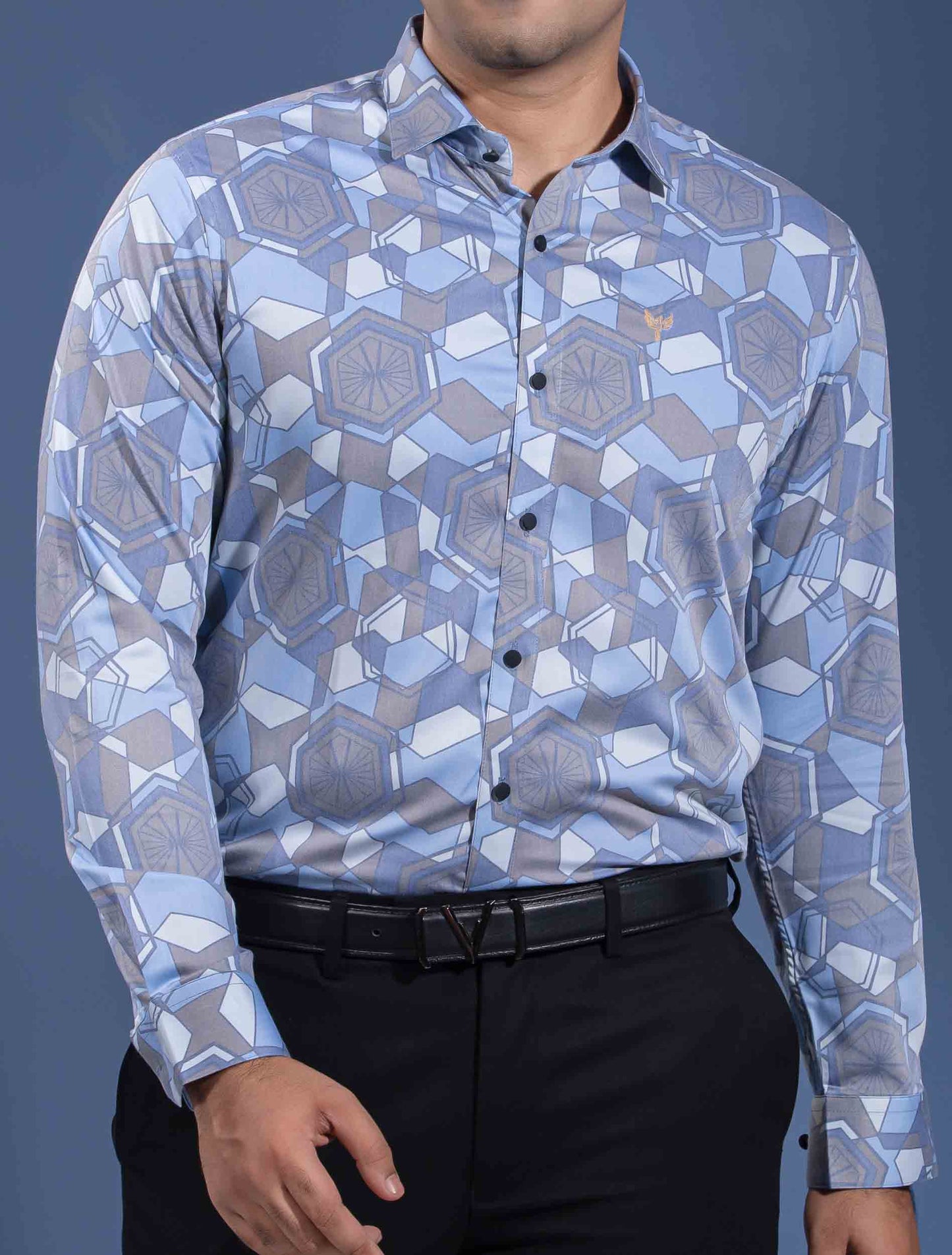 Sky brown hexagonal printed premium full sleeve