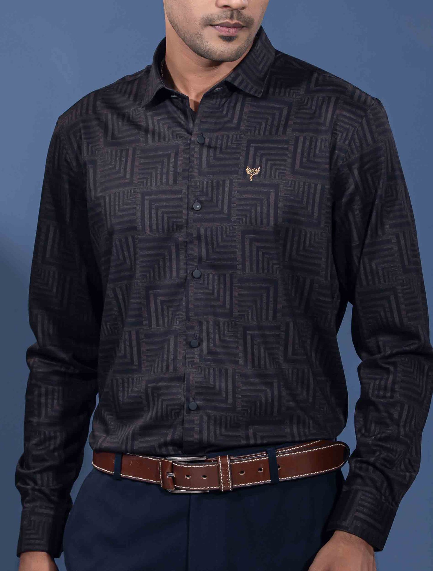 Black Olive cube pattern Printed premium Full sleeve