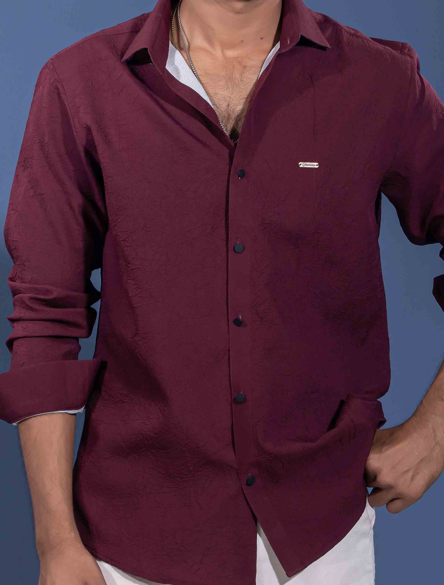 Aesthetic Maroon texture viscos premium shirt