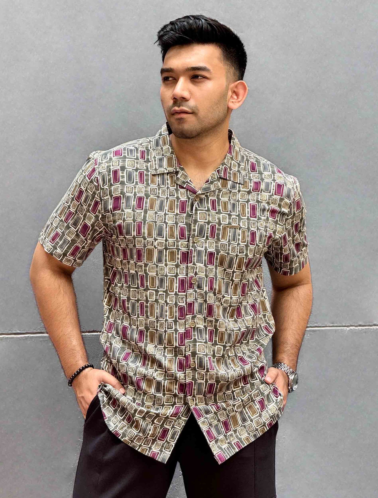 Avocado Olive maroon Printed premium havana shirt