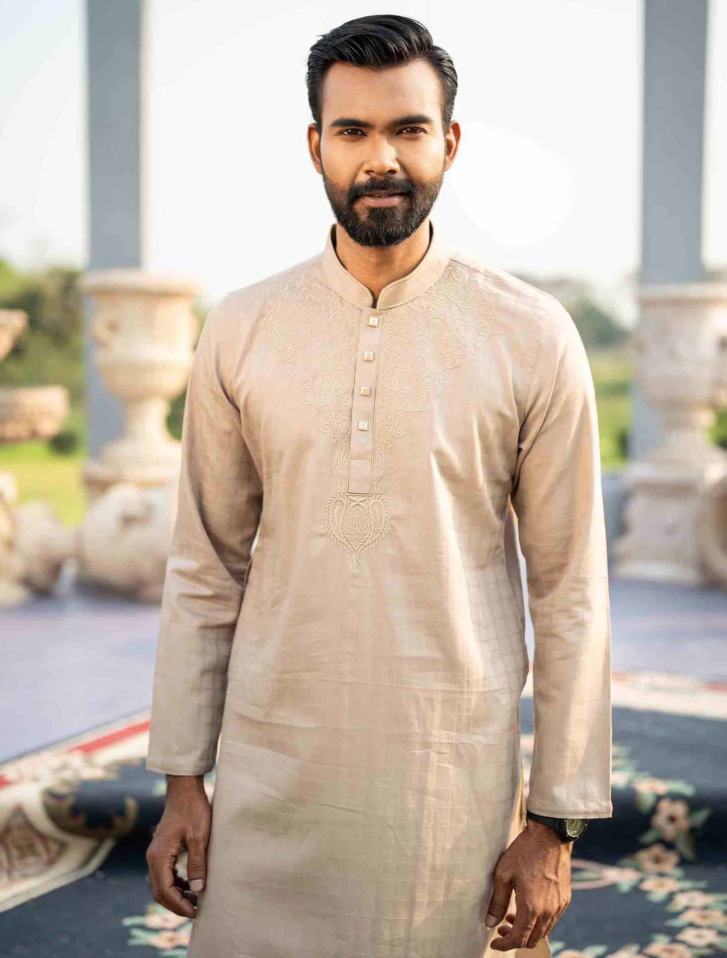 Cream chest embroidery premium panjabi -RAV