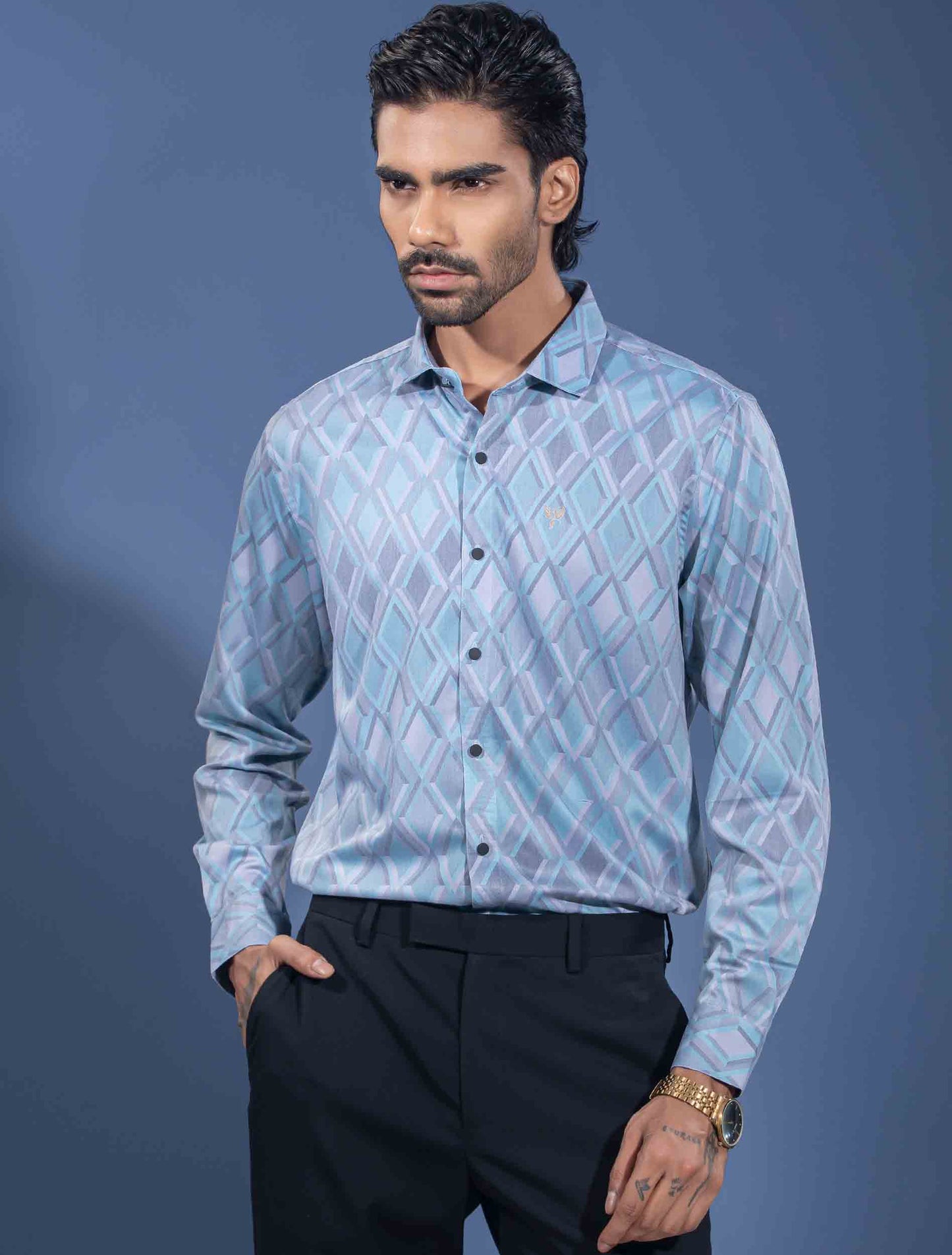 Ash sky diamond printed premium full sleeve