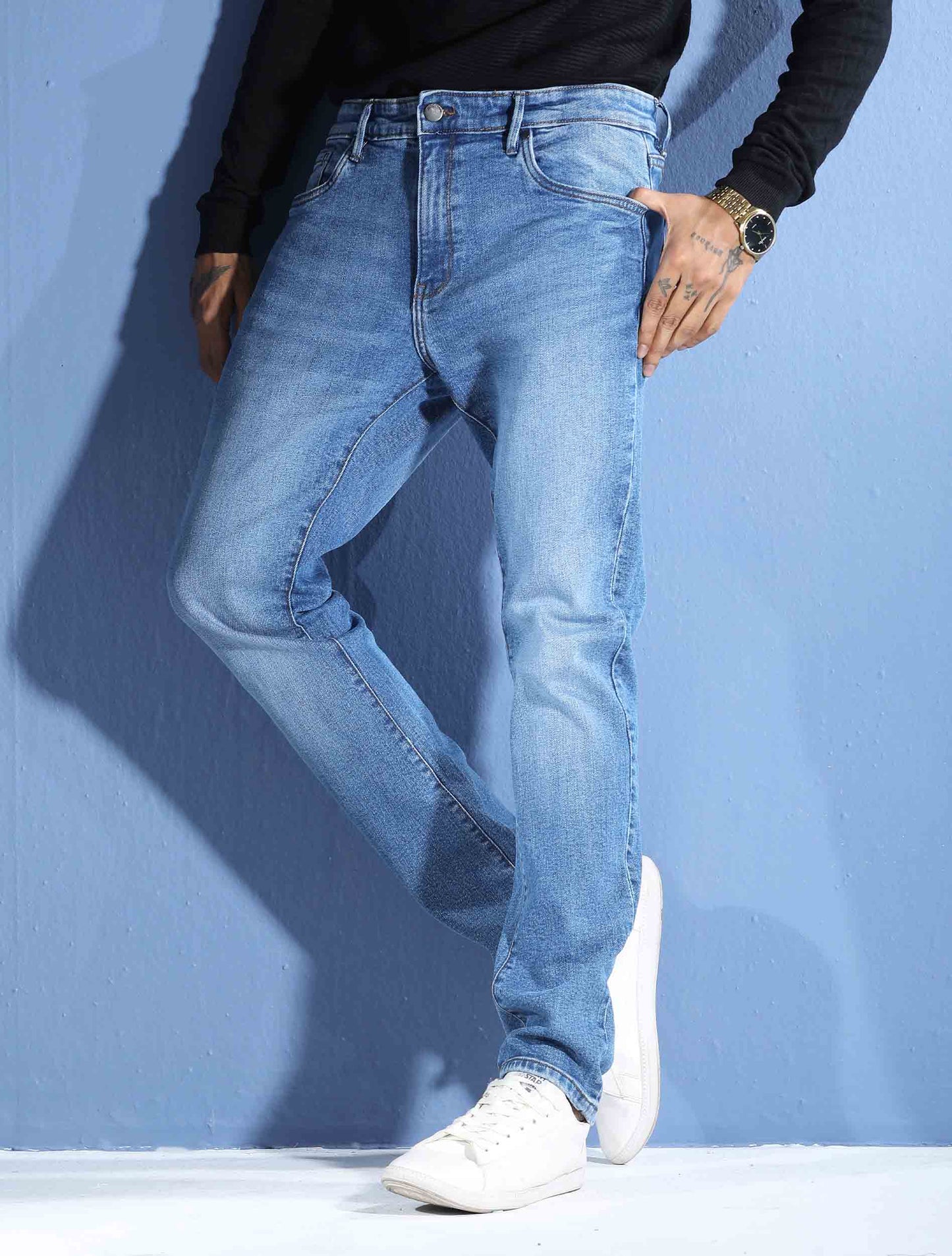 Slim fit wash denim