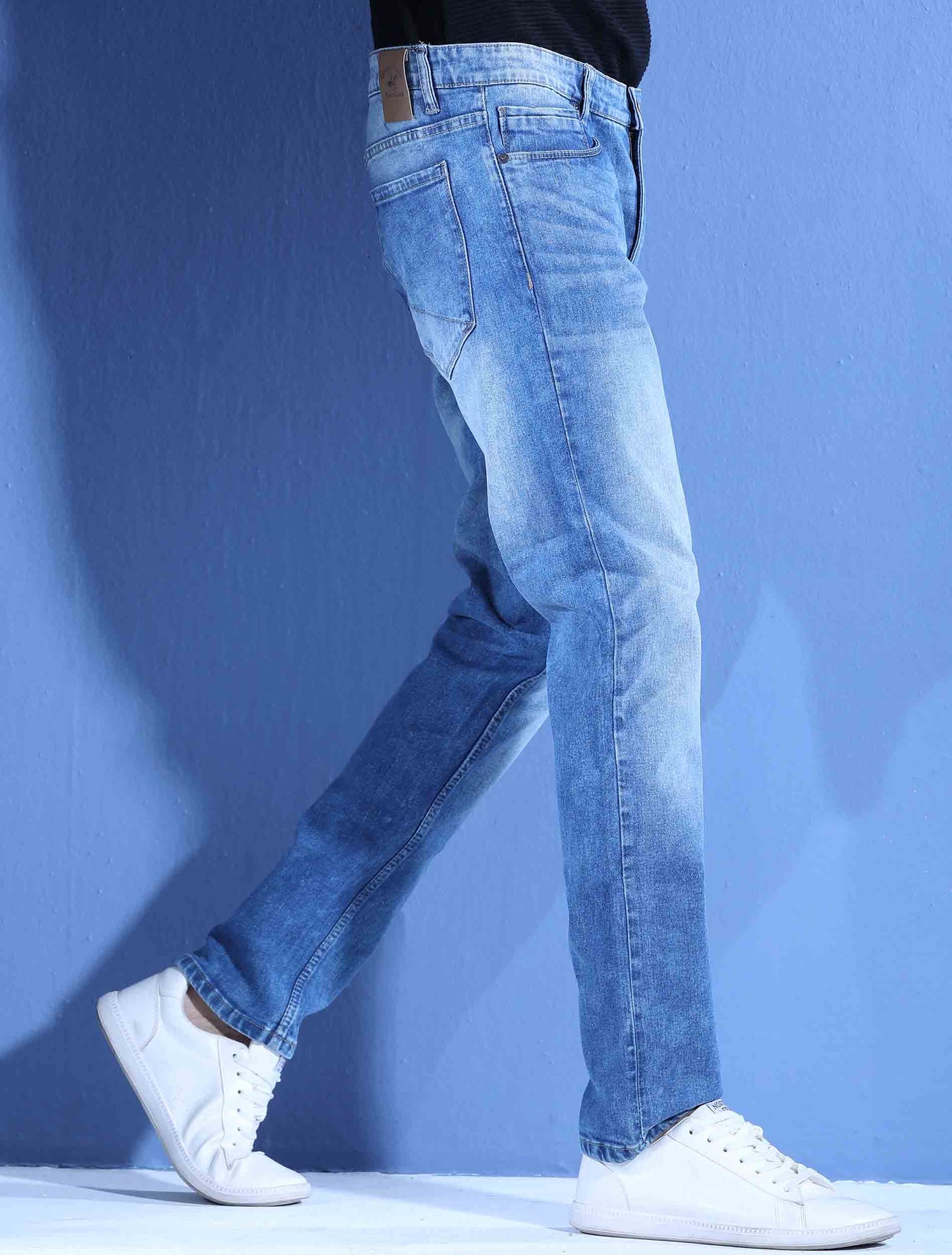 Sky white straight denim