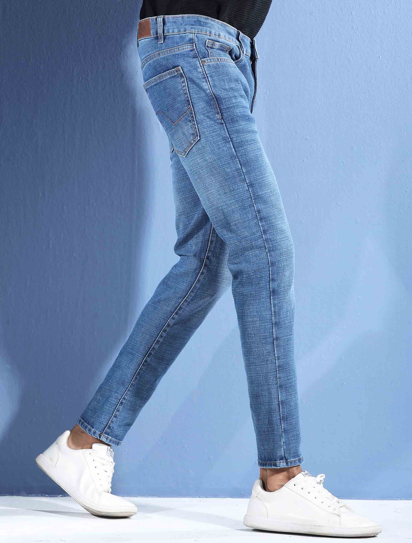 Natural color stretch denim