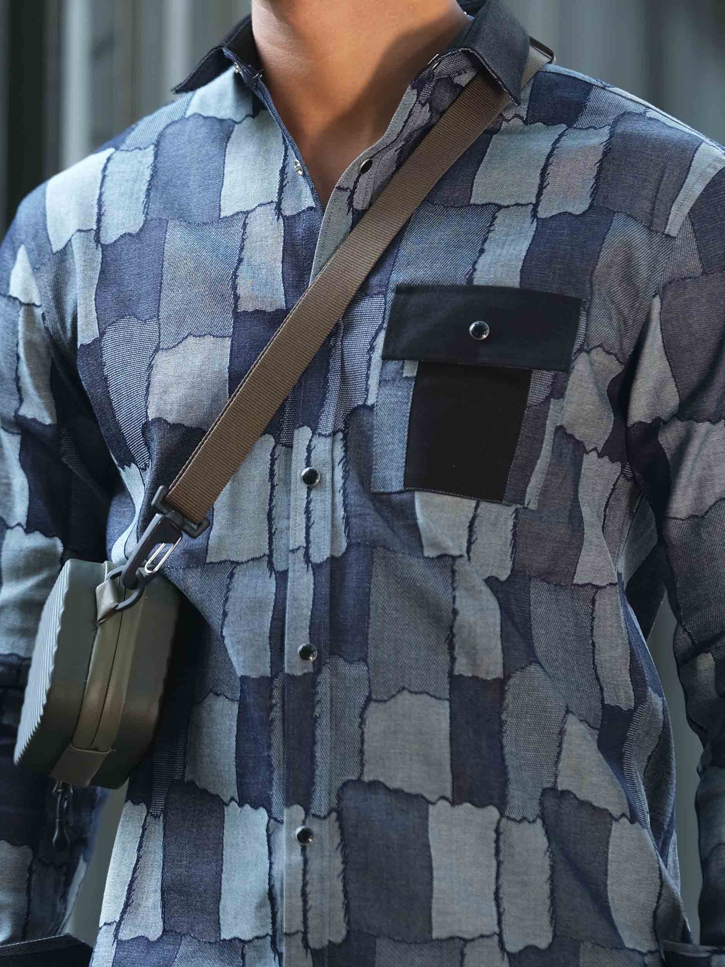 Multitextured exclusive denim full sleeve shirt