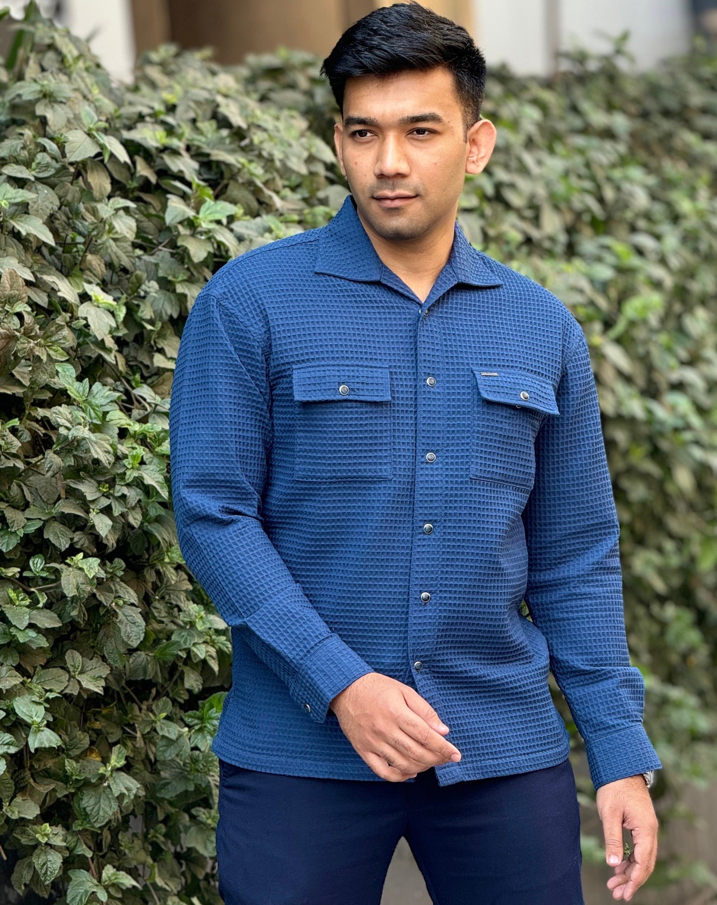 Light blue Texture Premium shacket