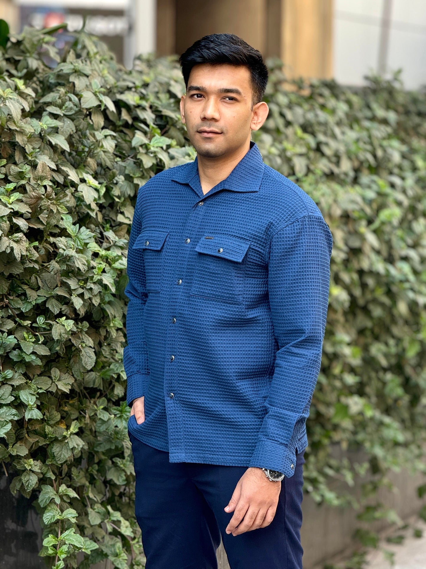 Light blue Texture Premium shacket