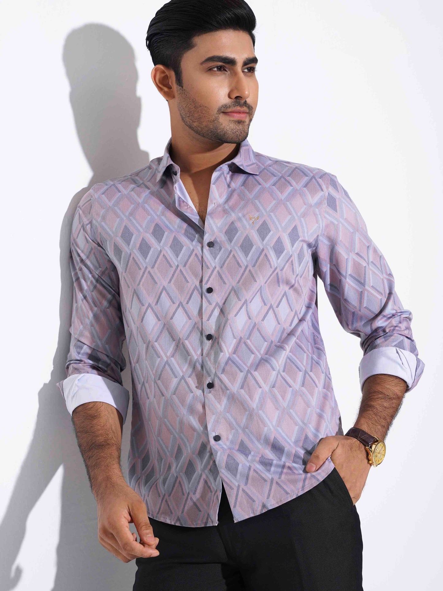 Ash orange diamond printed premium full sleeve
