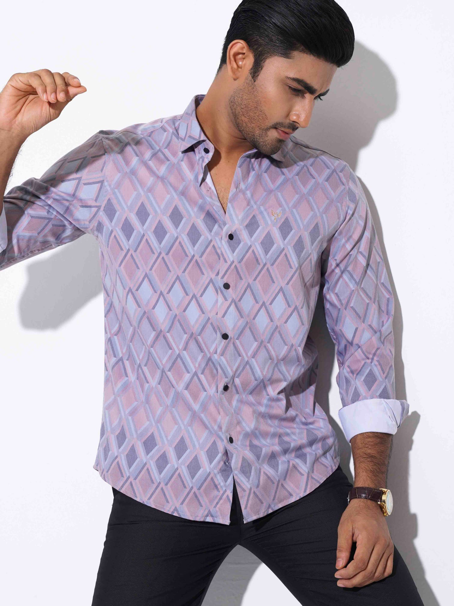 Ash orange diamond printed premium full sleeve