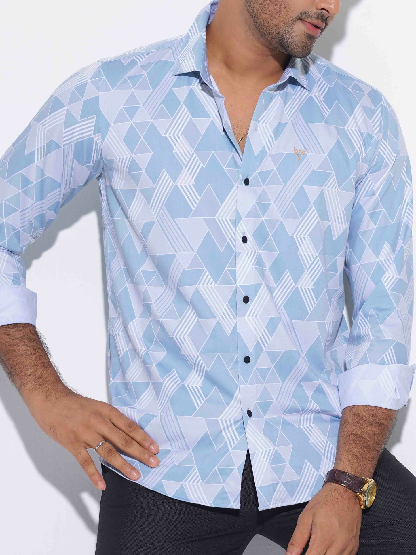 Sky white Border abstract Printed premium Full sleeve