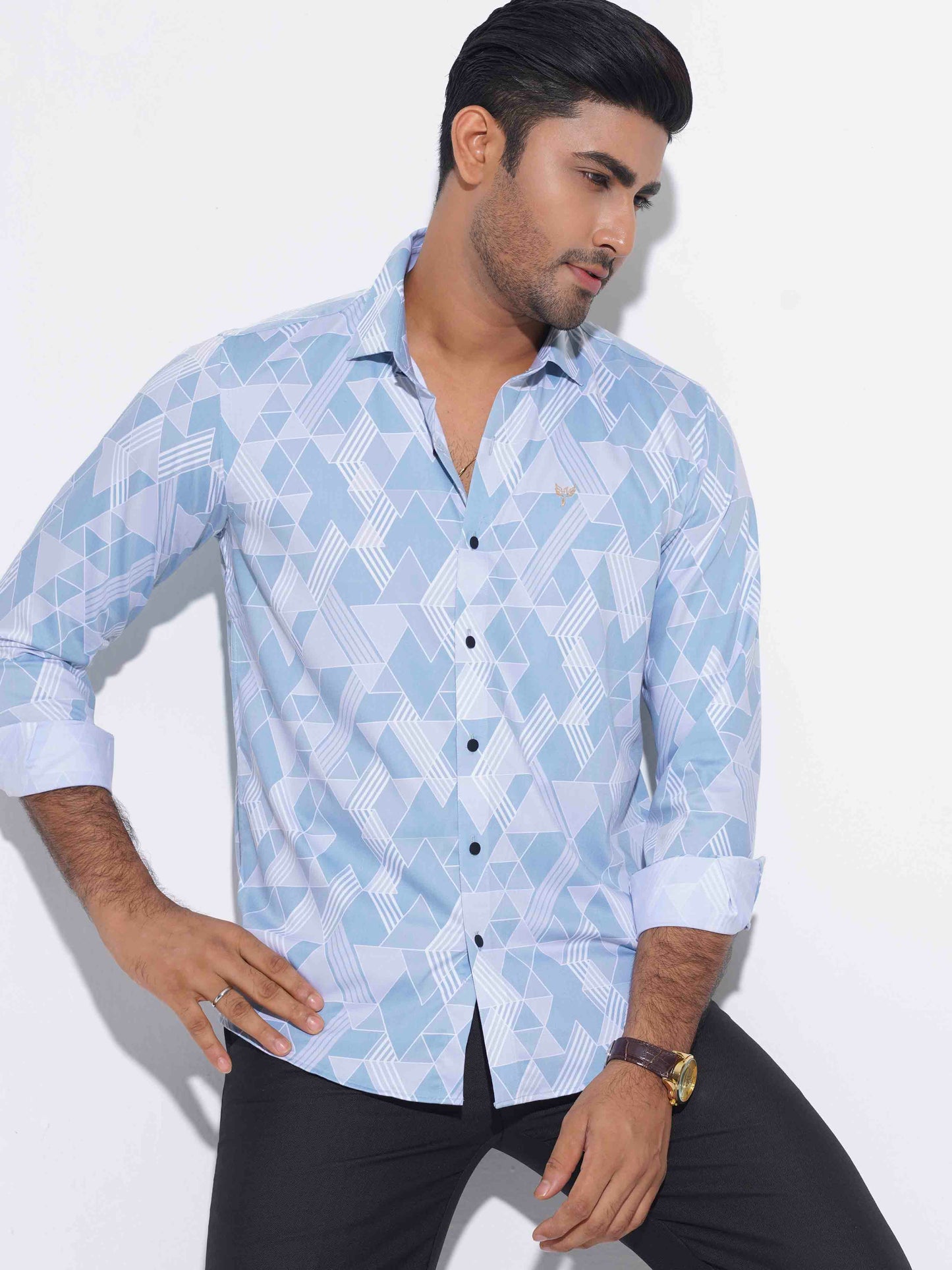 Sky white Border abstract Printed premium Full sleeve