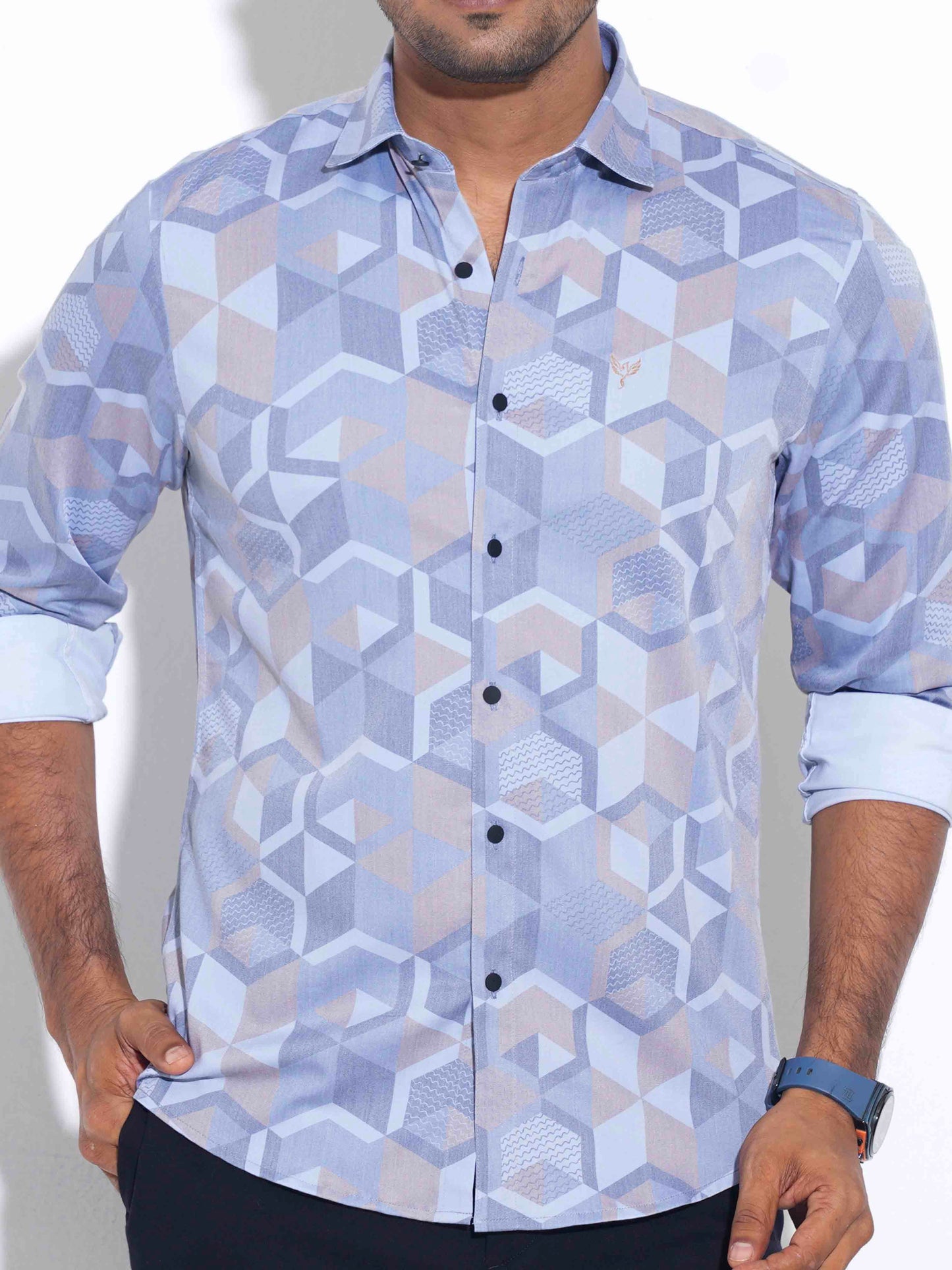 Ash golden hexagonal printed premium full sleeve