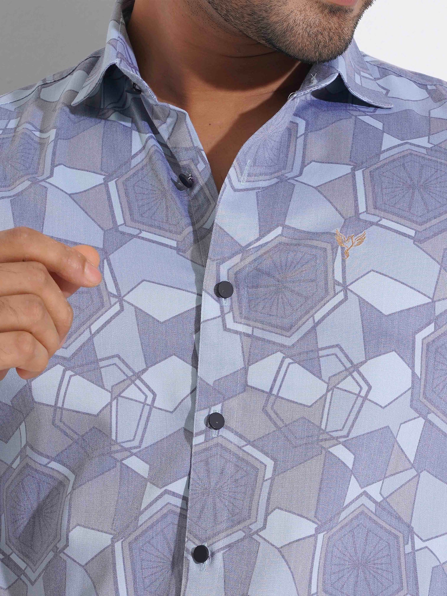 Sky cream hexagonal printed premium full sleeve