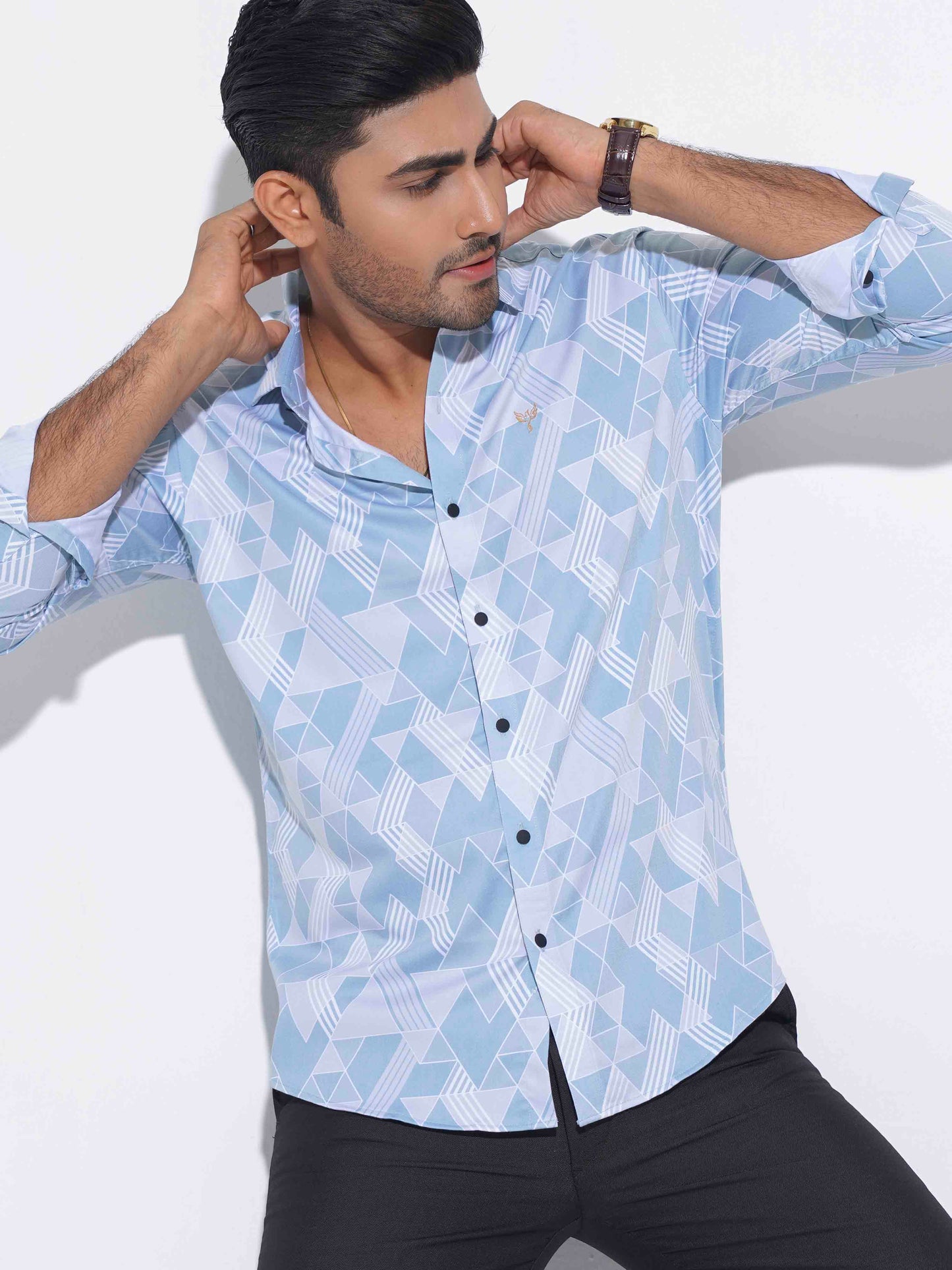 Sky white Border abstract Printed premium Full sleeve