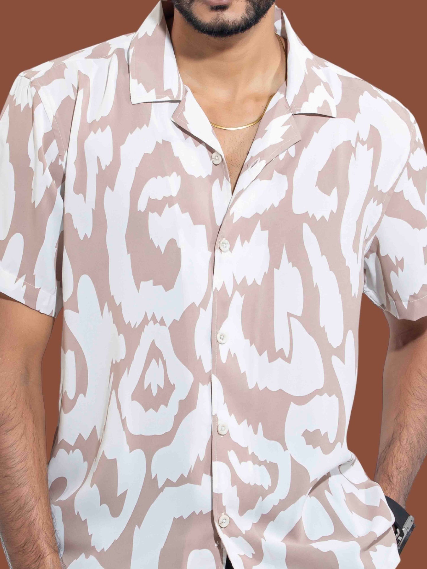Cream nude color printed Havana shirt