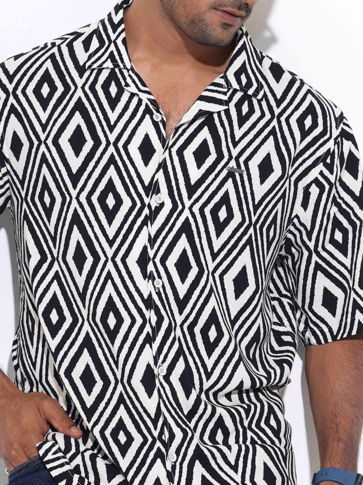 Off white black diamond printed Havana shirt