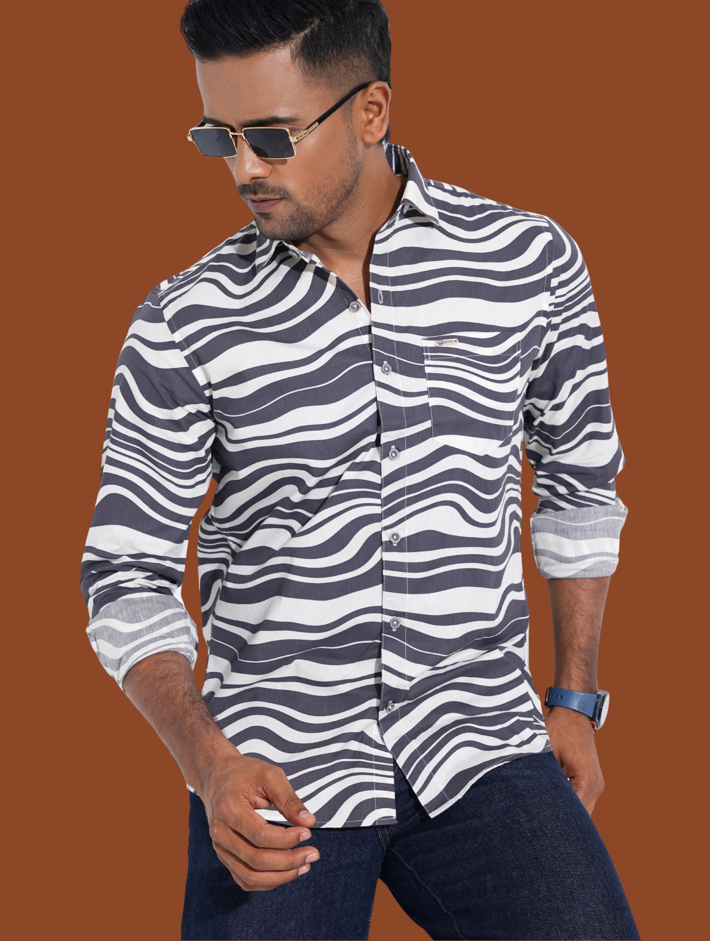 White Black Zebra printed full sleeve shirt