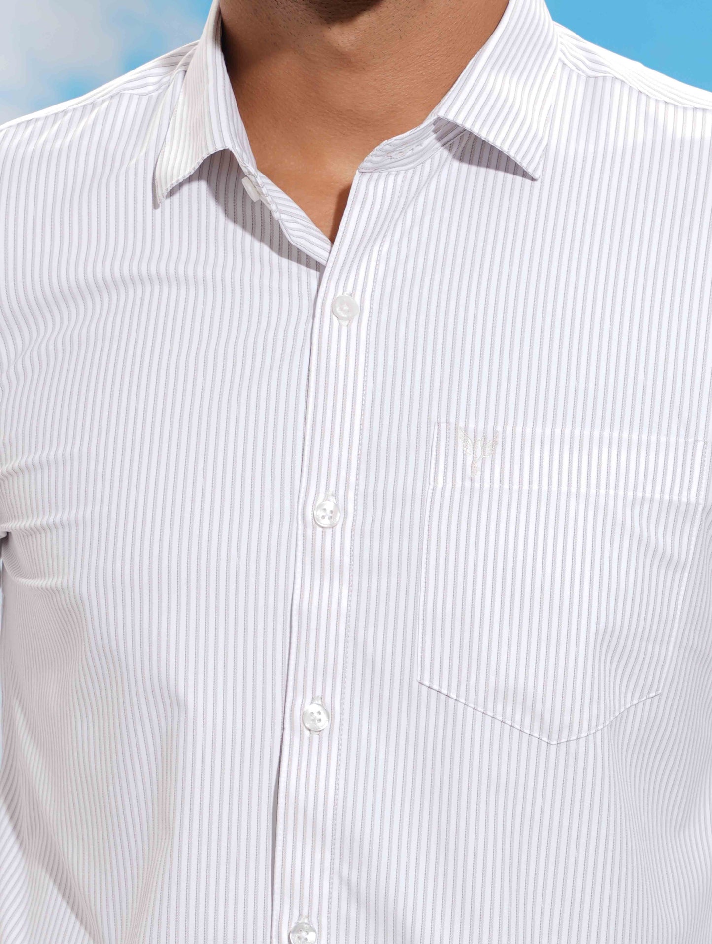 White ash Black stripe formal full sleeve shirt